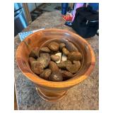 Handmade Segmented Wood Pedestal Bowl Rustic Centerpiece Compote