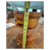 Handmade Segmented Wood Pedestal Bowl Rustic Centerpiece Compote