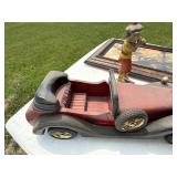Vintage Decor Lot Framed Golfer Print Wooden Car & Golf Figurine