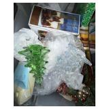 Box Lot of Assorted Christmas Holiday Decor Glass Trees Candles