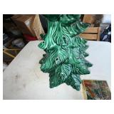 Vintage Ceramic Christmas Tree Green Glaze w/ Peg Lights Star Topper