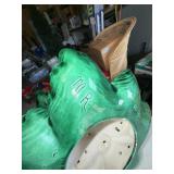 Vintage Ceramic Christmas Tree Green Glaze w/ Peg Lights Star Topper