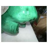 Vintage Ceramic Christmas Tree Green Glaze w/ Peg Lights Star Topper