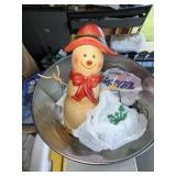 Lot of Assorted Christmas Holiday Decor Plates Snowman Bucket Ornaments