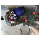 Lot of Assorted Christmas Holiday Decor Plates Snowman Bucket Ornaments