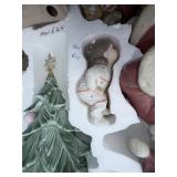 Attributed Lladro Porcelain Christmas Tree Santa & Children Figurine Set