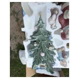 Attributed Lladro Porcelain Christmas Tree Santa & Children Figurine Set