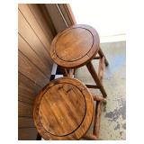 Pair of Rustic Lodge Style Log Bar Stools with Round Wood Seats