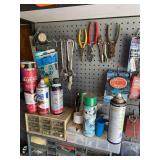 Lot of Assorted Garage Hand Tools Hardware Organizers & Shop Supplies