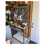 Steel Garage Workbench Storage Rack w/ Pegboard Shelf & Drawer