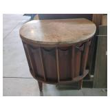 Vintage Walnut and Pecan Mid Century Kent Coffey Perspecta Nightstand / Commode End Table Faux Marble Top Cabinet