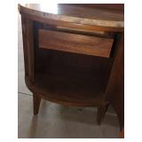 Vintage Walnut and Pecan Mid Century Kent Coffey Perspecta Nightstand / Commode End Table Faux Marble Top Cabinet