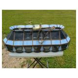 Large Stained Glass Style Hanging Pendant Light Blue Smoke Glass