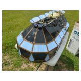 Large Stained Glass Style Hanging Pendant Light Blue Smoke Glass