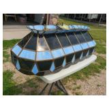 Large Stained Glass Style Hanging Pendant Light Blue Smoke Glass