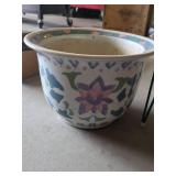 Decorative Ceramic Planter Pots with Metal Stand Floral & Green