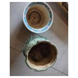 Decorative Ceramic Planter Pots with Metal Stand Floral & Green