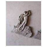Pair Vintage Golf Golfer Cast Metal Wall Plaques Decorative Relief