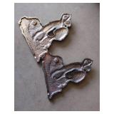 Pair Vintage Golf Golfer Cast Metal Wall Plaques Decorative Relief