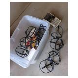Box Lot of Assorted Metal Lamp Shade Guards & Casio Calculator