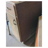 Vintage Wood Utility Cabinet Drawer Door Metal Pulls Freestanding