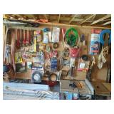 Lot of Assorted Garage Hand Tools Hardware & Pegboard Shop Supplies