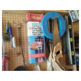 Lot of Assorted Garage Hand Tools Hardware & Pegboard Shop Supplies