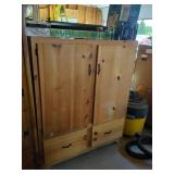 Rustic Pine Storage Cabinet Armoire 2 Door 2 Drawer 46x56x15