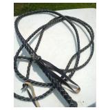 Vintage Handmade Braided Leather Bullwhip Black Western Ranch Whip