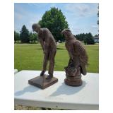 Ethan Allen Golfer Figurine with Mexico Eagle Bronze Tone Decor