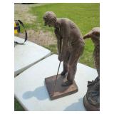 Ethan Allen Golfer Figurine with Mexico Eagle Bronze Tone Decor