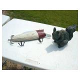 Lot of Decorative Squirrel Hose Guide & Wooden Fish Lure Wall Hooks