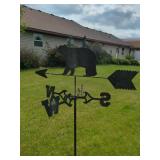 Black Metal Bear Silhouette Weathervane Garden Yard Stake Decor