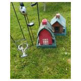 Lot of Assorted Garden Stakes Birdhouses Yard Decor & Sprinkler