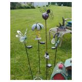 Lot of Assorted Garden Stakes Birdhouses Yard Decor & Sprinkler