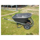 Dual Wheel Poly Wheelbarrow Garden Utility Cart Steel Frame