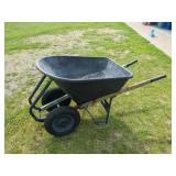 Dual Wheel Poly Wheelbarrow Garden Utility Cart Steel Frame