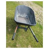Dual Wheel Poly Wheelbarrow Garden Utility Cart Steel Frame