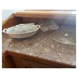 Lot of Vintage Glass Serving Dishes Milk Glass Pink Depression Tray