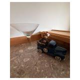 Lot of Ford Pickup Planter Oversized Martini Glass Ty Bear Decor