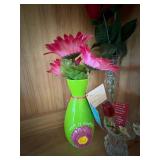 Decorative Floral Vase Lot Hand Painted Ceramic Glass Rose Bud Vases