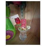 Decorative Floral Vase Lot Hand Painted Ceramic Glass Rose Bud Vases