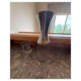 Vintage Silver Fade Glass Wine Decanter Set w/ Goblets & Caddy