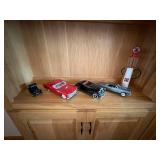 Lot of Vintage Style Diecast Cars & Skelly Gas Pump Display Models