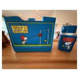 Vintage Thermos Snoopy & Woodstock Plastic Lunchbox with Thermos Set
