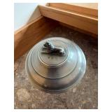 Pewter Tone Lion Finial Ice Bucket Wine Cooler w Insert Handles