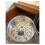 Pewter Tone Lion Finial Ice Bucket Wine Cooler w Insert Handles