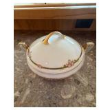 Imperial Austria Porcelain Covered Serving Bowl Pink Roses Gold Trim