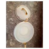Imperial Austria Porcelain Covered Serving Bowl Pink Roses Gold Trim