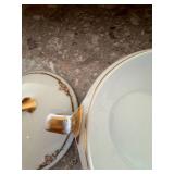 Imperial Austria Porcelain Covered Serving Bowl Pink Roses Gold Trim